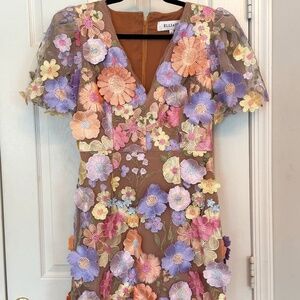 Elliatt Rosalind 3D Floral Embroidered Mini Dress – Pink/Multi – Size L